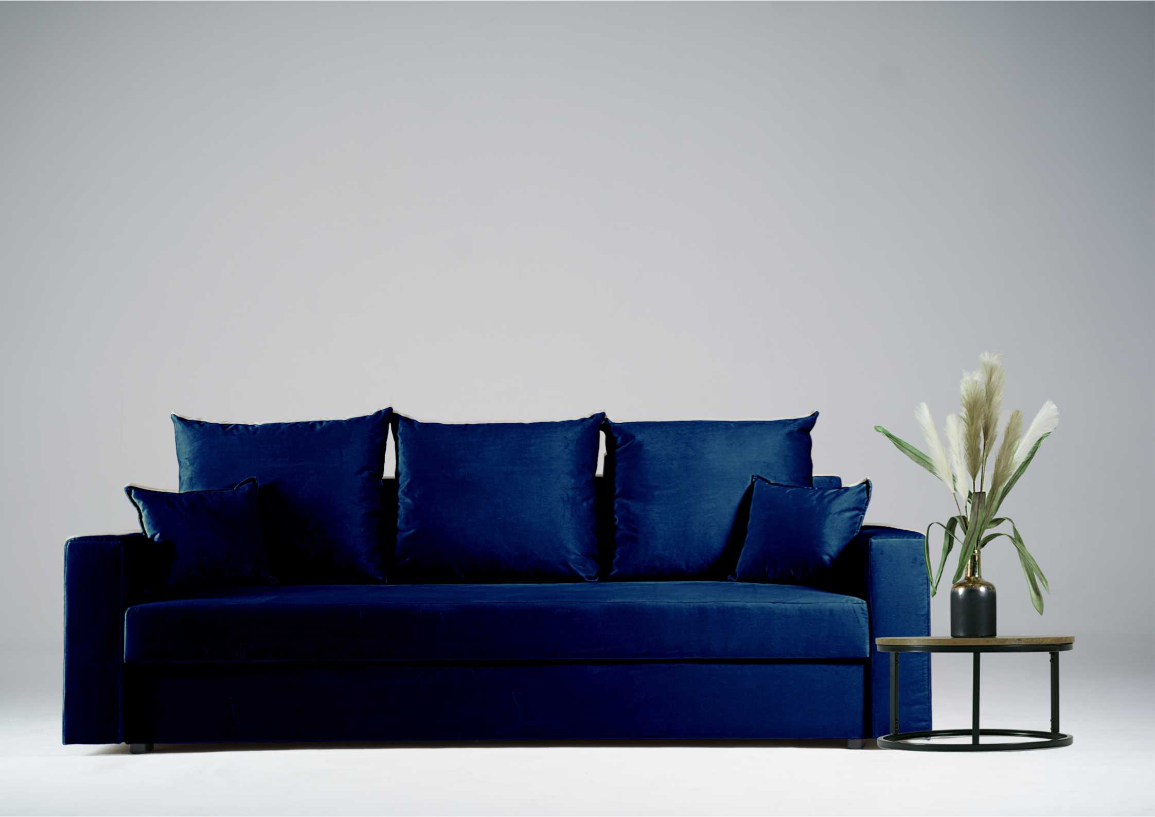 Granatowa kanapa rozkładana